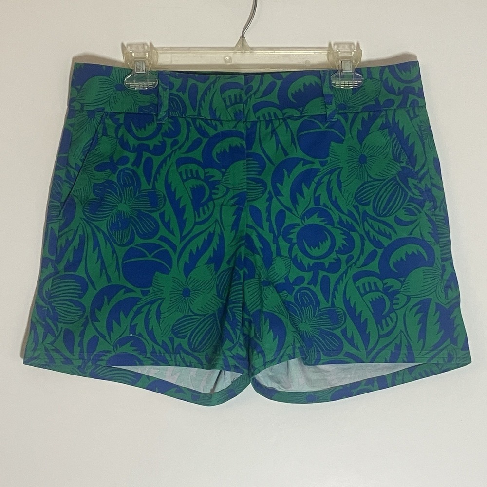 Talbots Shorts‎ Womens 10 Green Blue Floral Casual Comfort Lightweight The Daily